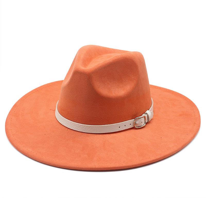 Big Edge Jazz Top Hat Women'S 9Cm Brim Suede Peach Heart Top Fringed Hat