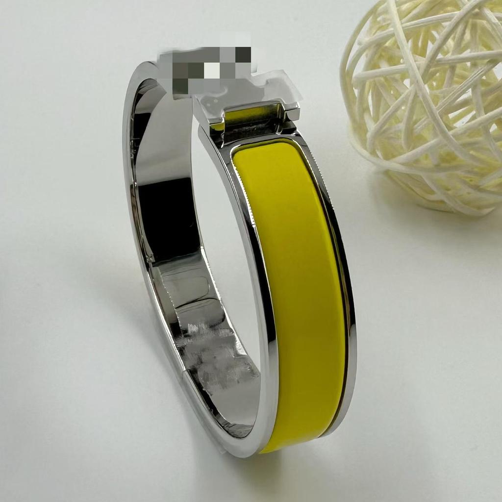 H Letter 12MM Enamel Titanium Steel Bracelet - European & American Fashion Bangle