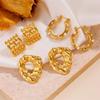 European Style Hammered Texture Water Drop Earrings in 18K Gold-Plated Titanium Steel - Eco-friendly and Colorfast Jewelry.