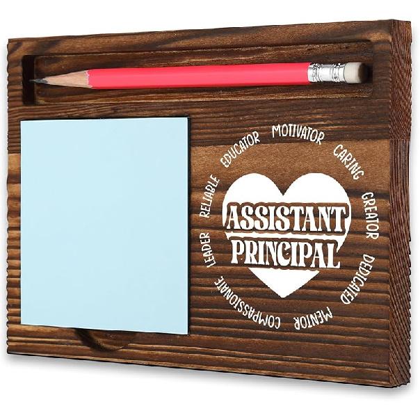 Assistant Principal Thank You Gift, Rustic Wooden Pencil Note Holder, School Admin Appreciation Decor, Promotion Leaving Birthday Farewell Retirement Gift for Assistant Princi