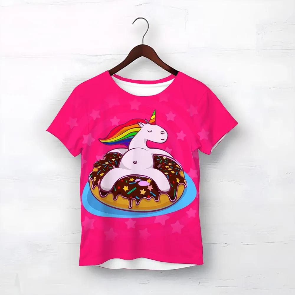 Vysoce kvalitní tričko Smile Unicorn Růžová trička pro dívky Léto 2025 Dětské oblečení Nejlepší dárek k narozeninám pro miminko Dětské topy