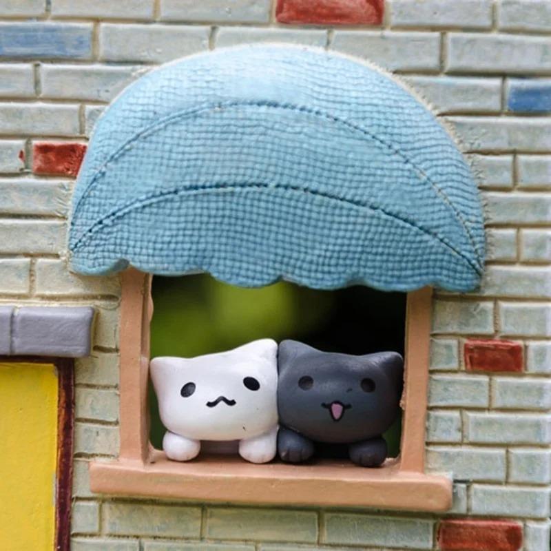 1Pc/6Pcs Funny Meow Cat Planter Miniature Landscape Mini Doll Balcony Decorative Planter Home Decoration