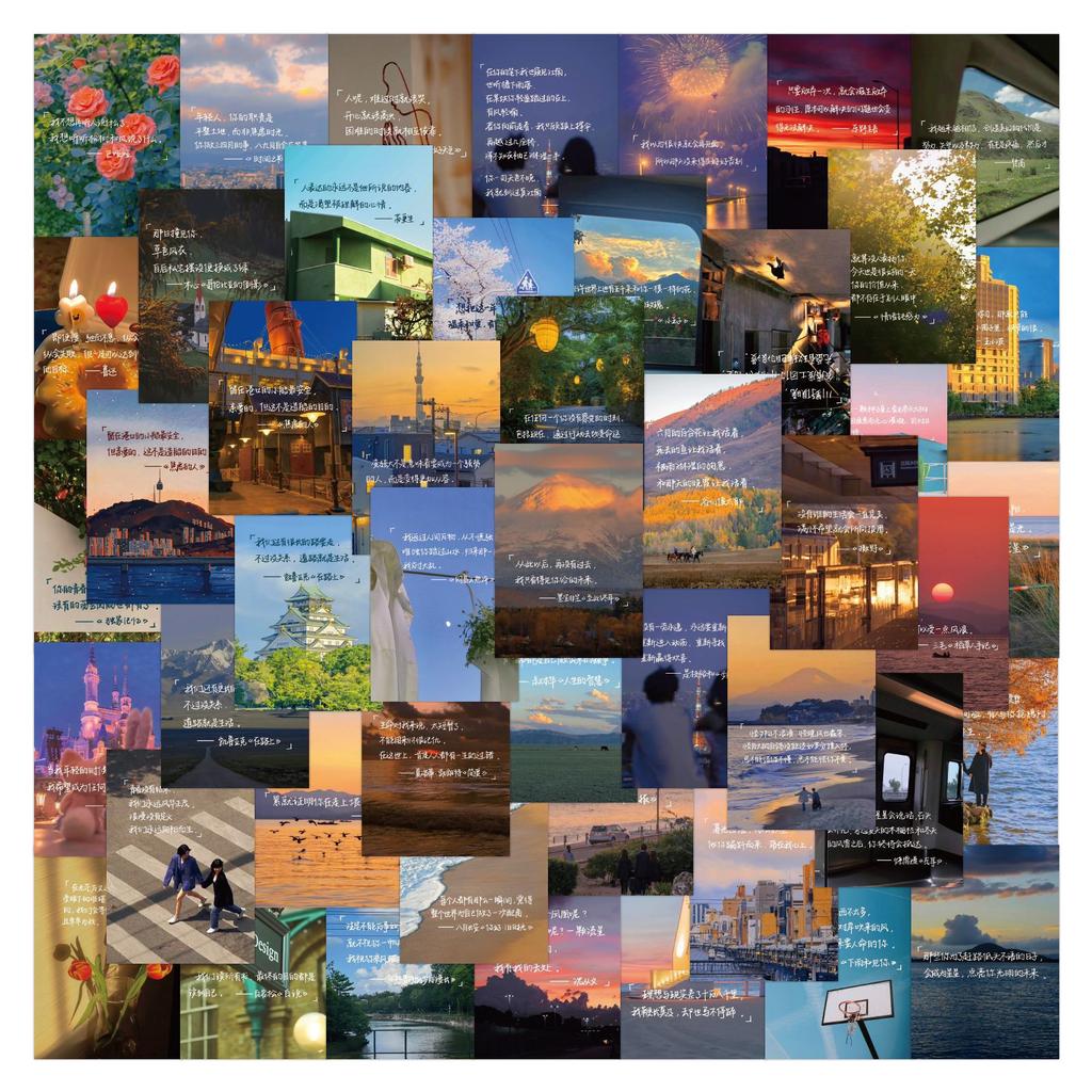 60 New Beautiful Landscape Stickers Personalized Creative DIY Decorative Skateboard Water Cup Waterproof Stickers