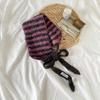 Winter knitted wool small ear scarf women's new high-end stripes slack with scarf