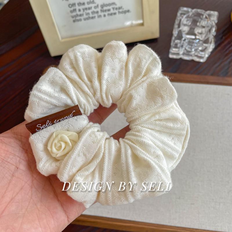 Мягкая вязаная коллекция Осень Зима Милый scrunchie В горошек Цветочный