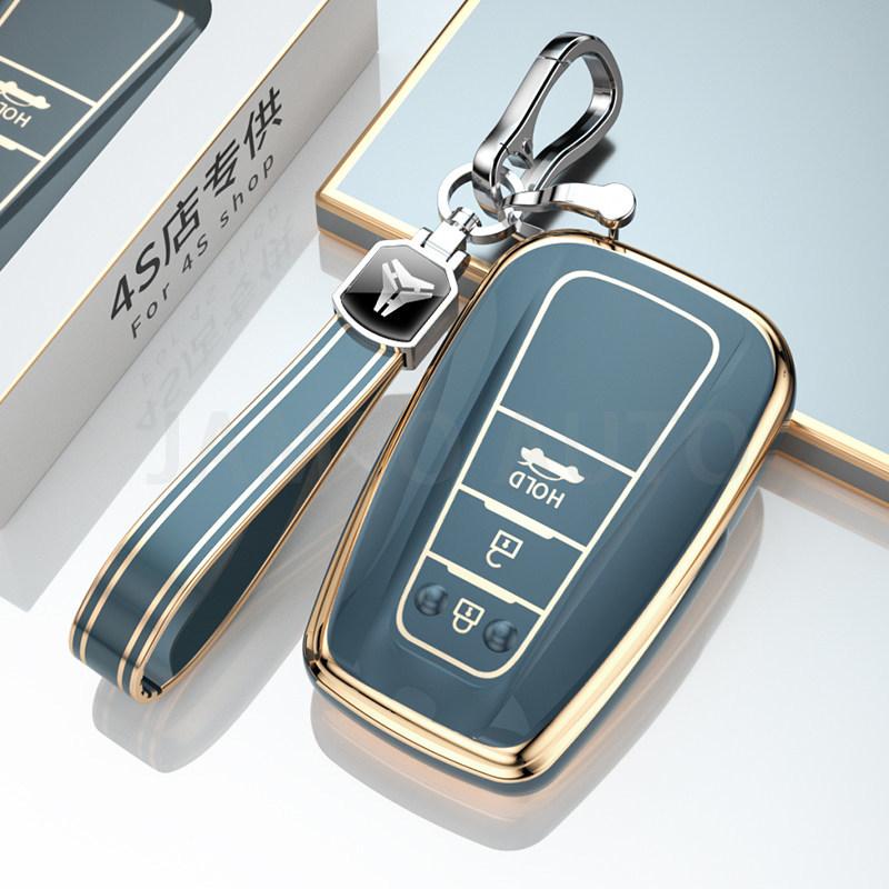 3 Buttons TPU Car Key Case for Toyota Camry CHR Corolla RAV4 Avalon Land Cruiser Prado Prius Anti-scratch Key Cover Fob Keychain