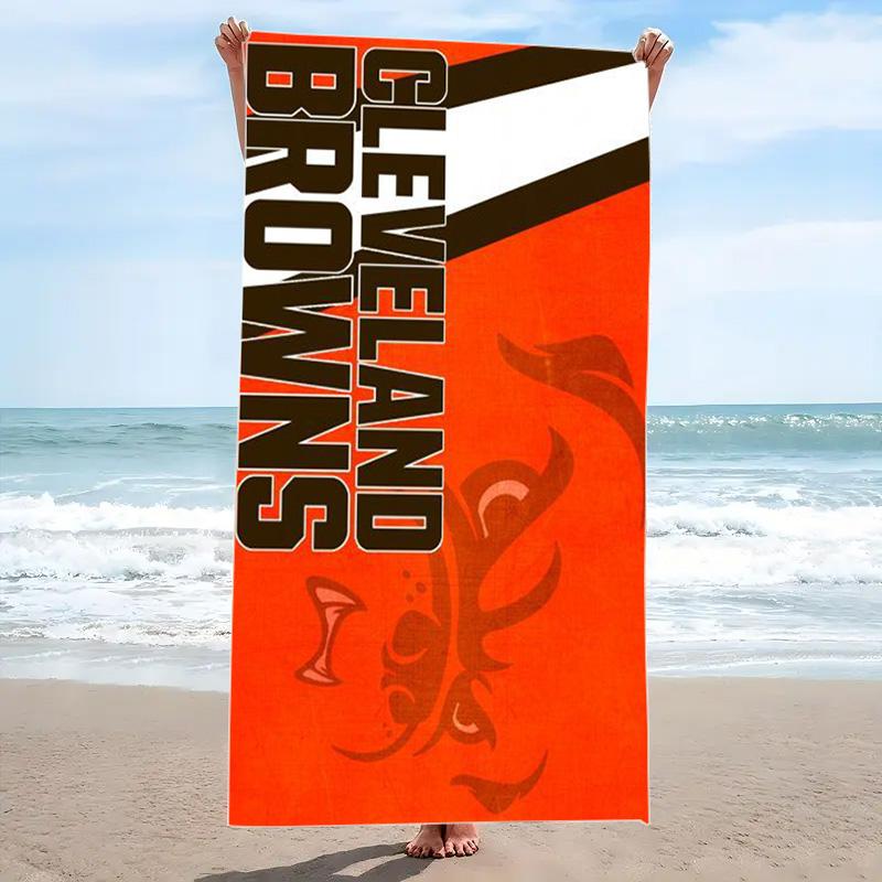 Cleveland Browns Logo Print Beach Towel, Large Soft Quick Dry Towel for Beach Camping Swimming