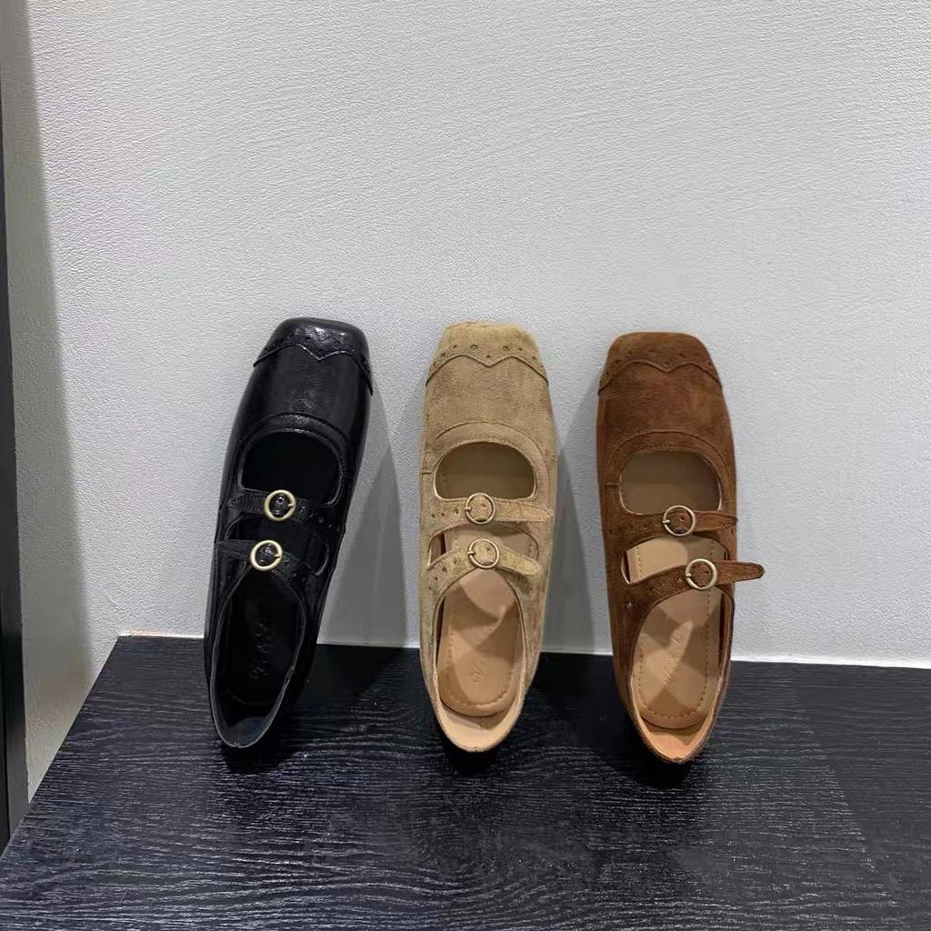 New Ladies Leather Flat Shoes Mary Jane Casual  Women Buckle Shoes Ladies Casaul Dress Low Heel Leather Shoes