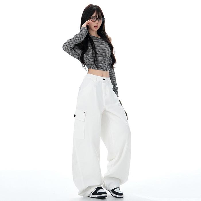 Women's Wide-Leg Jeans – New Autumn Design, Multi-Pocket, Loose Fit, Casual Workwear
