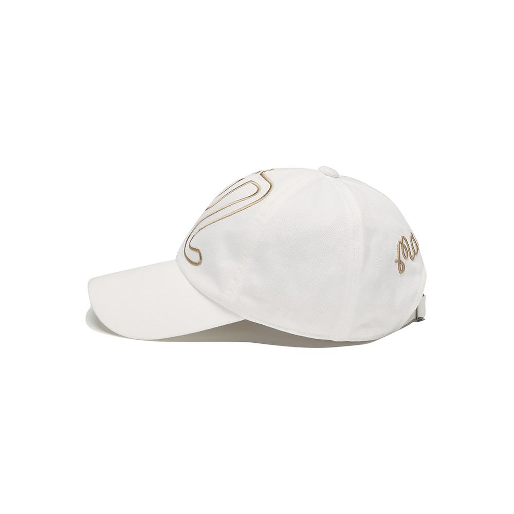 MALBON GOLF Malbon Big Logo Stitch Embroidered Ball Cap White