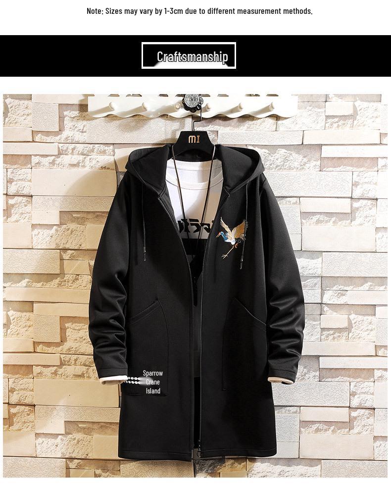 Herr Mellanlång Huvförsedd Vindjacka: Trendig Koreansk Stil Hip Hop Cape, Stor Storlek, för Höst/Vinter
