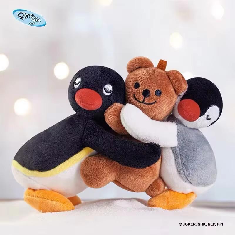 Genuine Penguin Family Plush Doll Keychain Cute Hugging Pendant Toy Decoration Gift Genuine