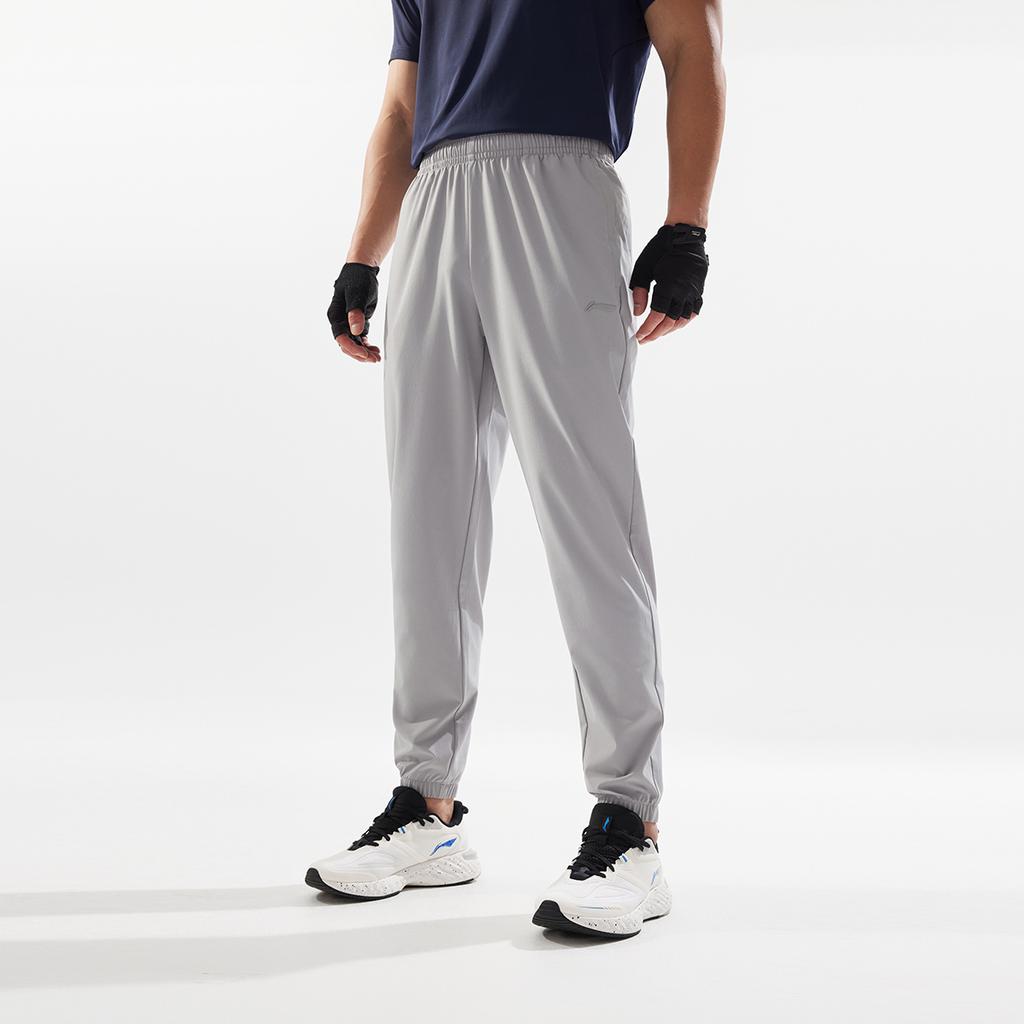 Li-Ning Casual Solid Color Tapered Knit Sports Pants Men bottoms Geological-Gray AYKV135-5