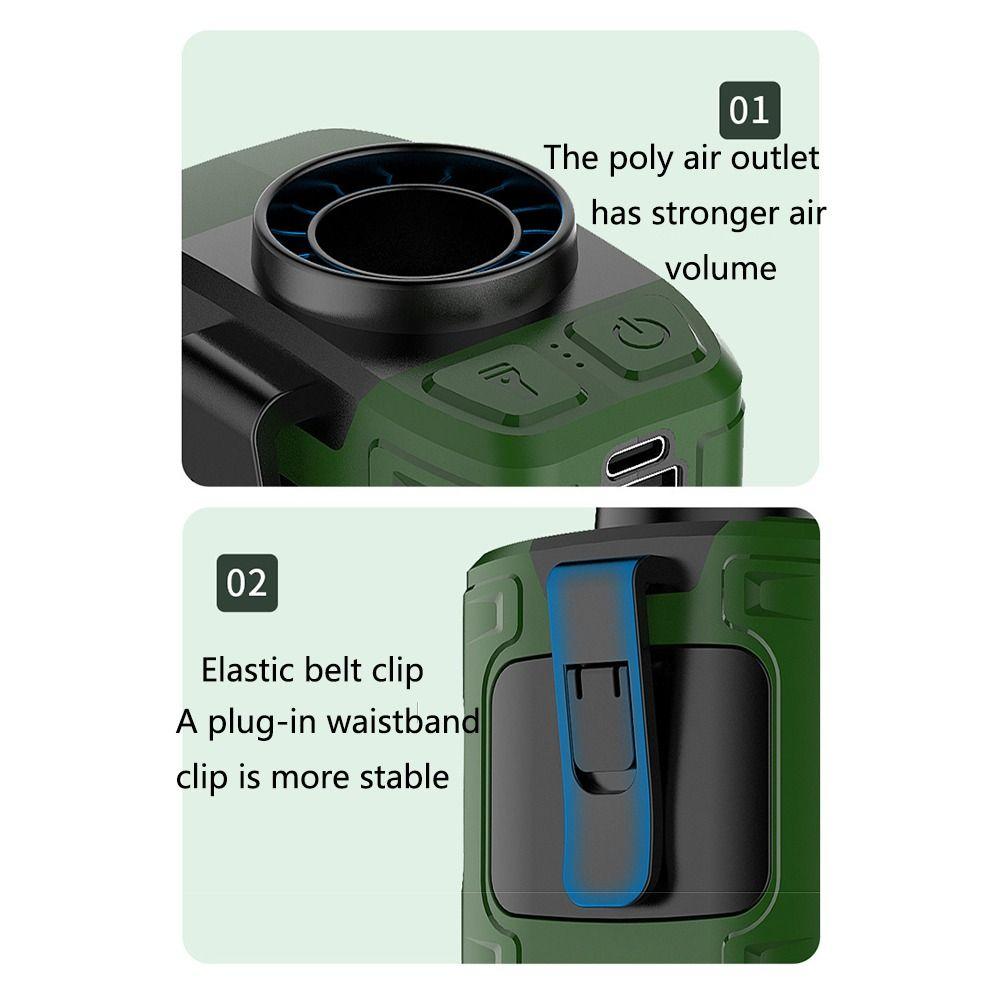 10000mah Portable Waist Fan 3 Speeds Waist Hanging Fan Outdoor Fan with Flashlight  Hiking