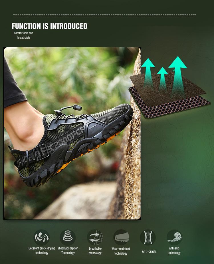 Cross-Border Outdoor Hiking Shoes for Couples - Breathable Flyknit Low-Top Water-Friendly Climbing Shoes in Men's Plus Sizes