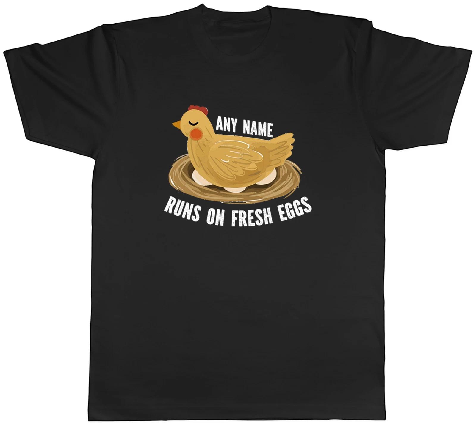 Personalised Runs on Fresh Eggs Funny Chicken Mens T-Shirt Tee Gift Top XXL
