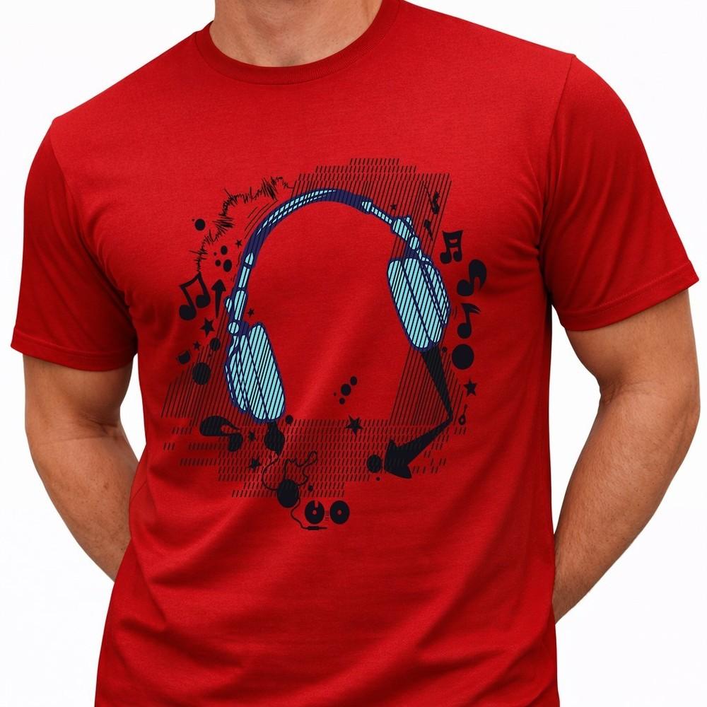 Headphones T Shirt Music Lover DJ Gamer Audio Sound Wave Graphic Tee
