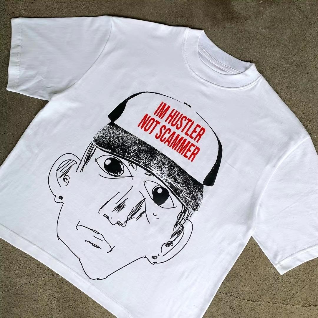 

Y2K Модный Популярный Карандаш Абстрактный Персонализированный Граффити Принт Белый Модный Короткий Рукав Мужской Свободный Покупки Модная Одежда 4XL