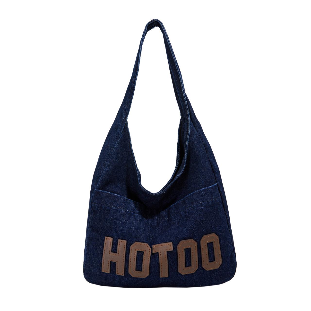 

Джинсова сумка жіноча мода повсякденна художня полотняна сумка через плече під пахвами сумка-тоут темно-синього кольору