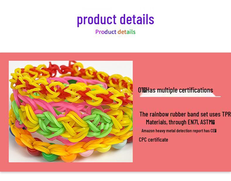 Elastici Arcobaleno in Gomma TPR ad Alta Elasticità da 1,5 cm per Braccialetti Intrecciati Fai da Te per Bambini - Confezione da 500g