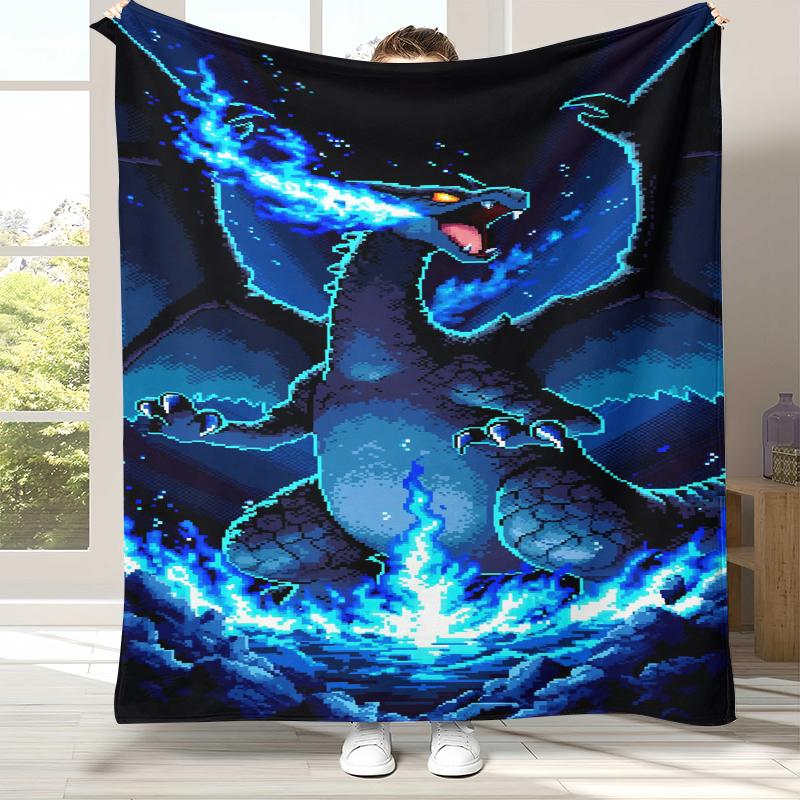 

Charizard Charmander Pokemon Flannel Blanket,Ultra Soft Warm Plush Throw for Home Bedroom Bed Sofa Cover Office Camping Picnic 75x90cm