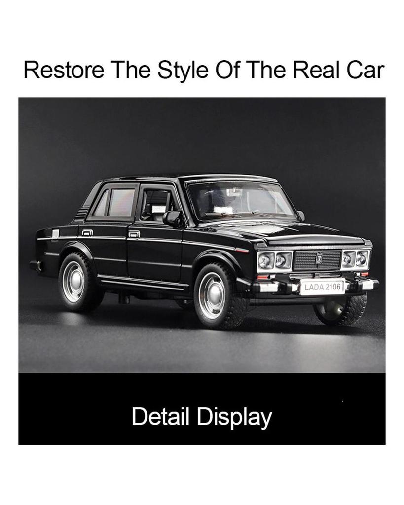 1/32 Scale LADA 2106 Diecast Car Model Toy, Pull Back Toy Vehicle with Sound and Light for Kids Toddler Boys Girls Gift Collection