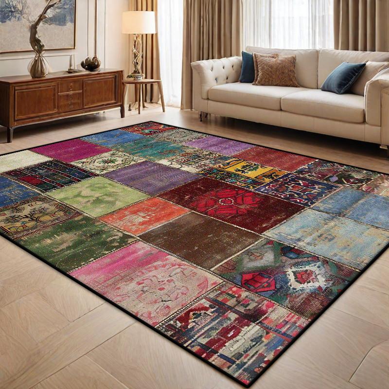 Perzisch Retro Geometrisch Tapijt Boho Decoratie Antislip Wasbaar Groot Woonkamer Tapijten Slaapkamer Tafels Bijzet Gemakkelijk Schoon te Maken Vloermat 1.9x2.9ft(60x90cm)