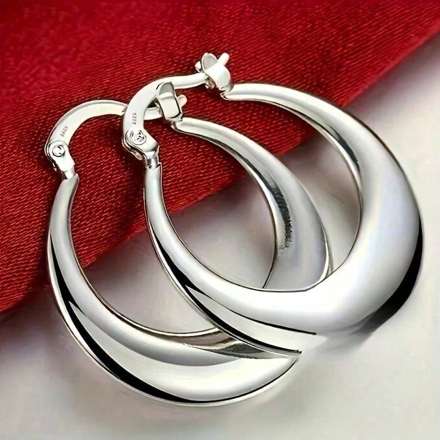 1 Pair Classic Hoop Earrings-Minimalist Geometric Design, Premium Textured Plating |/Daily Accessories/Affordable Luxury Jewelry