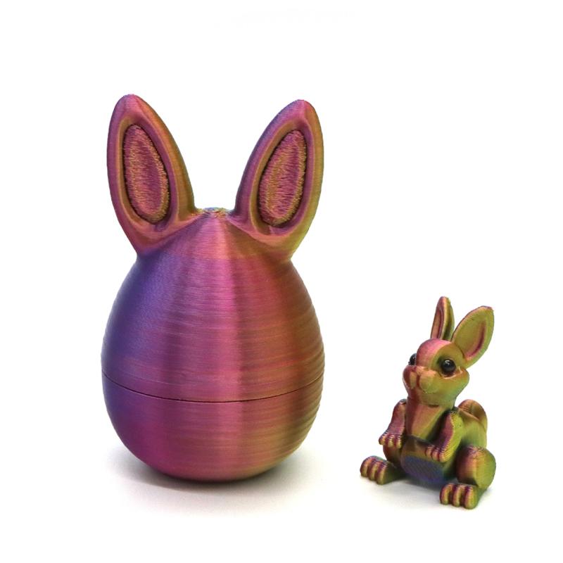 Model 2pc/Set 3D Printed Cute Bunny Eggs Ornament Animal Easter Rabbit Home Desktop Ornament Happy Easter Party for Kids Gift