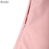 ZANZEA Damen Lässig Umlegekragen Sommer Kurzarm Langes Kleid