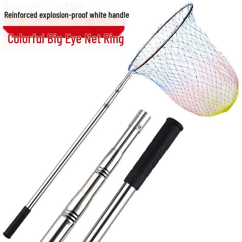 Telescopic Landing Net with Fine Mesh - Expandable Handle & Net Head for Fishing