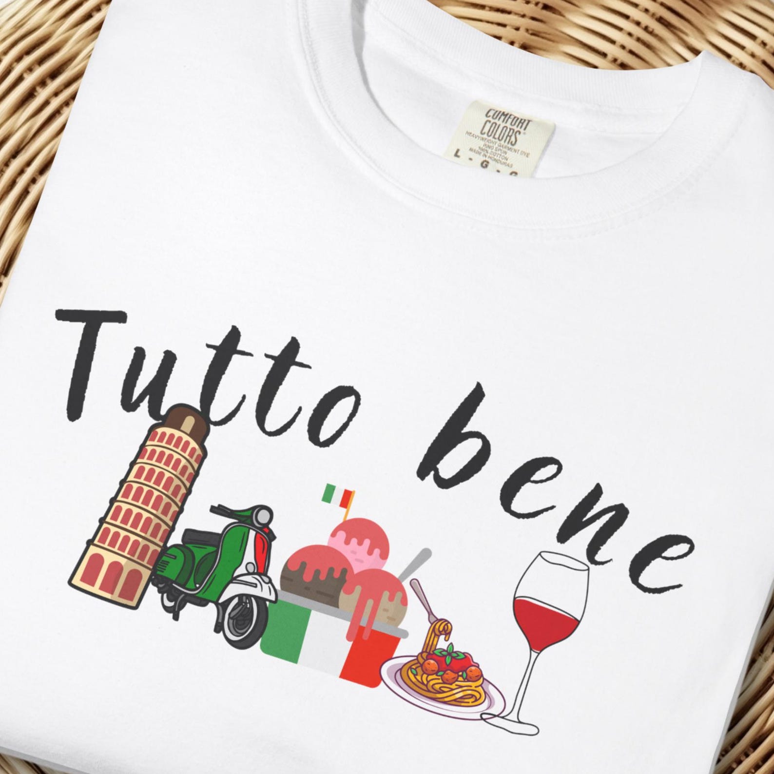 Tutto Bene T-Shirt, All Good, All Well, Travel Graphic Tee, Italy Lover Vacation Gift, Italian Mom Family Shirt, Gelato, Rome, Comfort Color 2XL