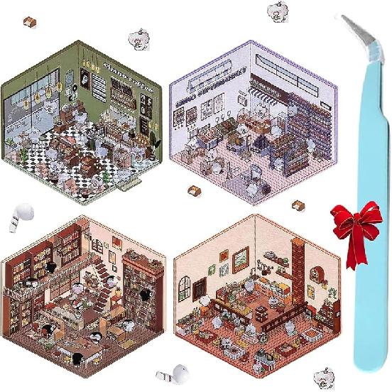 20 Наборов DIY 3D Наклеек для Дома, Веселые Наборы «Сделай Сам Мини-Сценки Комнат», Уютные Маленькие Наклейки для Дома, Милые Мультяшные Сценки для Взрослых 4