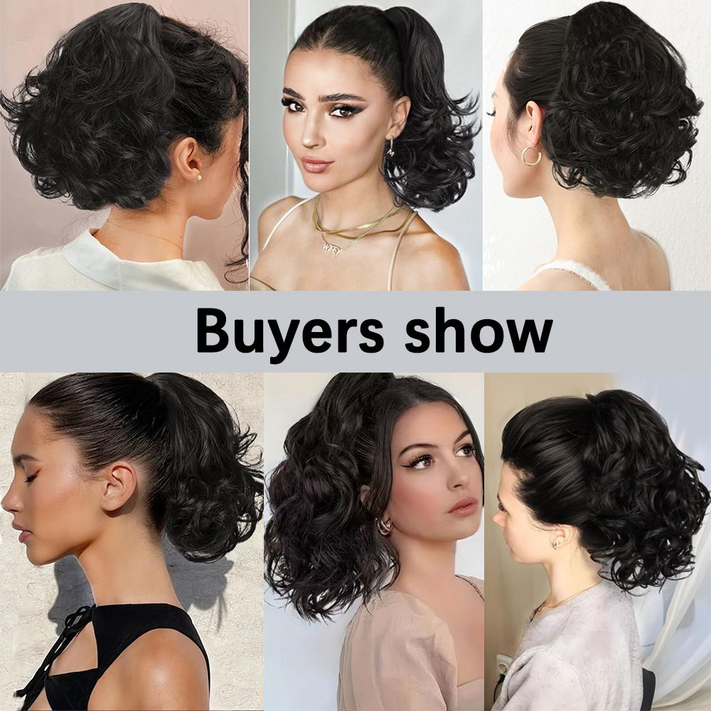 MISS WIG Extension Coda di Cavallo Sintetica Corta Riccioluta Ondulata Clip In Avvolgente la Coda di Cavallo per Donne