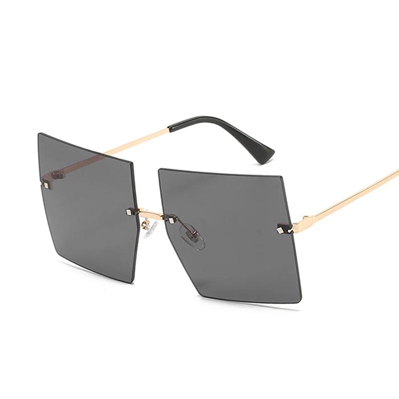 Vintage Square Sunglasses Women Luxury Oversized Rimless Sun Glasses Female Fashion Brand Designer Clear Shades