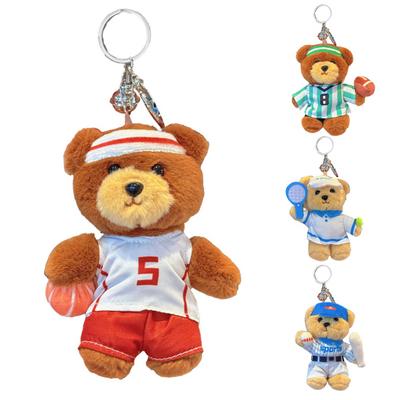 Sports Bear Keychain Plush Pendant for Bag Backpack Cute Plushie Charm Gift for Friends Grab Machine Hang Daily Accessories