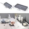 Grey/Black Silicone Soap Box Self Draining Tray No Drilling Drainage Rack Bathroom Kitchen Drainage Soap Box Anti Slip Sink Tray