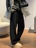 Plus Size Women's Fleece-Lined Wide-Leg Sweatpants for Curvy Figures - Autumn/Winter Style