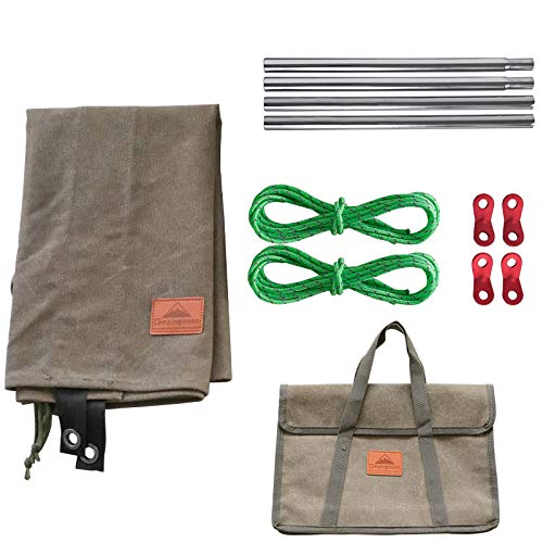 CAMPING MOON Campfire Reflector, Windshield, Camp Tent, Canvas with Stainless Steel Frame, Storage Case Included, Khaki, B-660