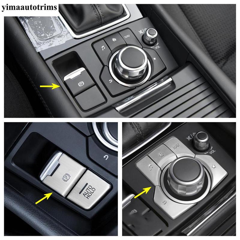 For Mazda CX-5 CX5 2017 -  Electrical Park Hand Brake Center Multimedia Knob Button Panel Cover Trim  Accessories Interior