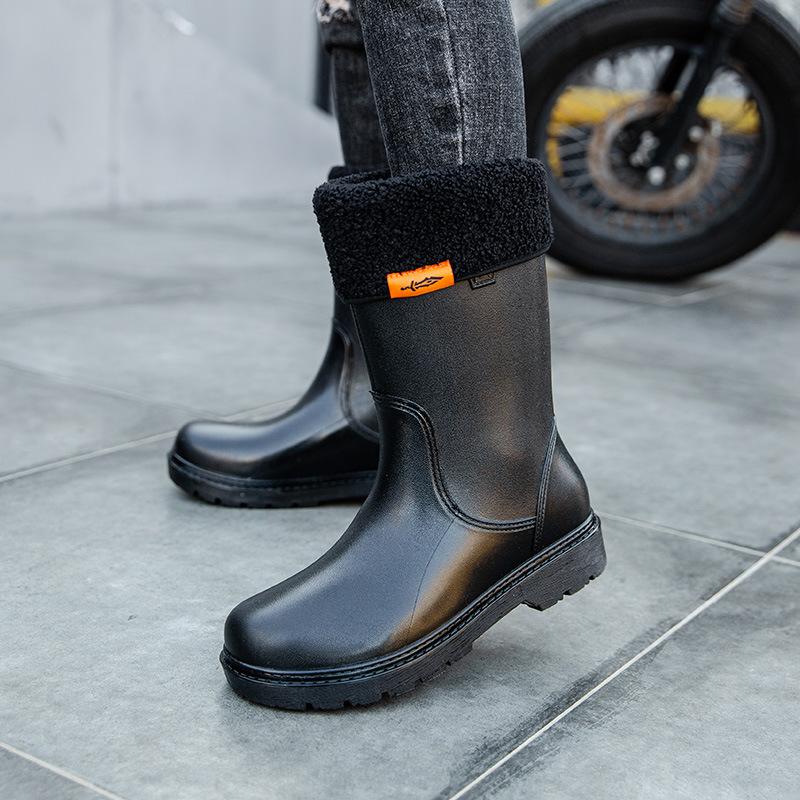 Herren Regenstiefel Langer Schaft Wasserschuhe Rutschfest Wasserdicht Sicherheitsarbeitsschuhe Plateau Kniehoch Regenstiefel Galoschen Anglerschuhe