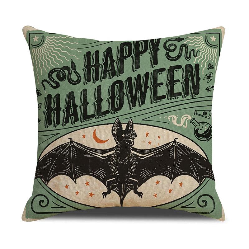 Halloween Funny Pillow Cover Home Living Room Sofa Cushion Printed Linen Fun Cushion Cover