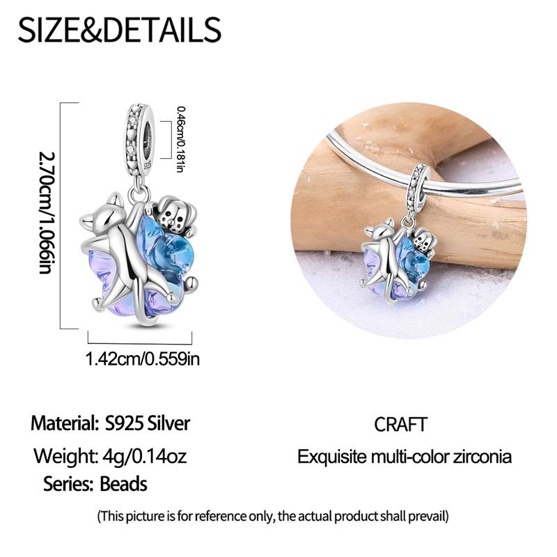 copper Adorable Cute Crystal Cat and Dog Pendant Charm Compatible With Authentic Charm Bracelets Women Do It Yourself Jewellery Gift