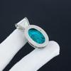 Natural Turquoise Gemstone Silver Pendant in 925 Sterling Silver - Handmade Oval Design, Everyday Wear Jewelry Mother Day Gift