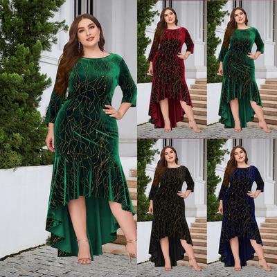 Plus Size Seven Sleeve Mermaid High Low Hem Extra Long Dresses