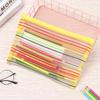 Nylon Rainbow Color Makeup Stationery Grid Mesh Pen Bag Cosmetic Storage Zipper Pencil Case