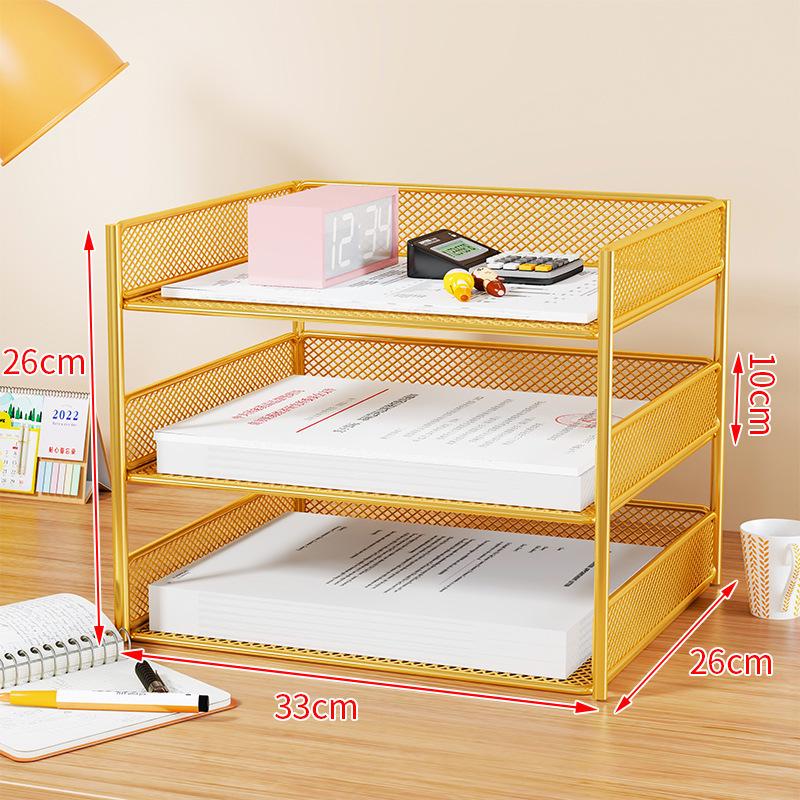 Multi-Layer Metal Desktop File Rack and Document Holder