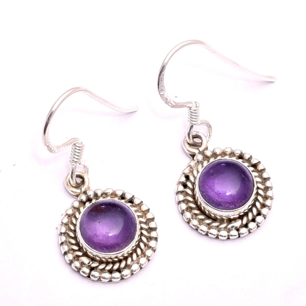 Natural Amethyst Gemstone Women Earring 925 Sterling Silver Handmade Jewelry