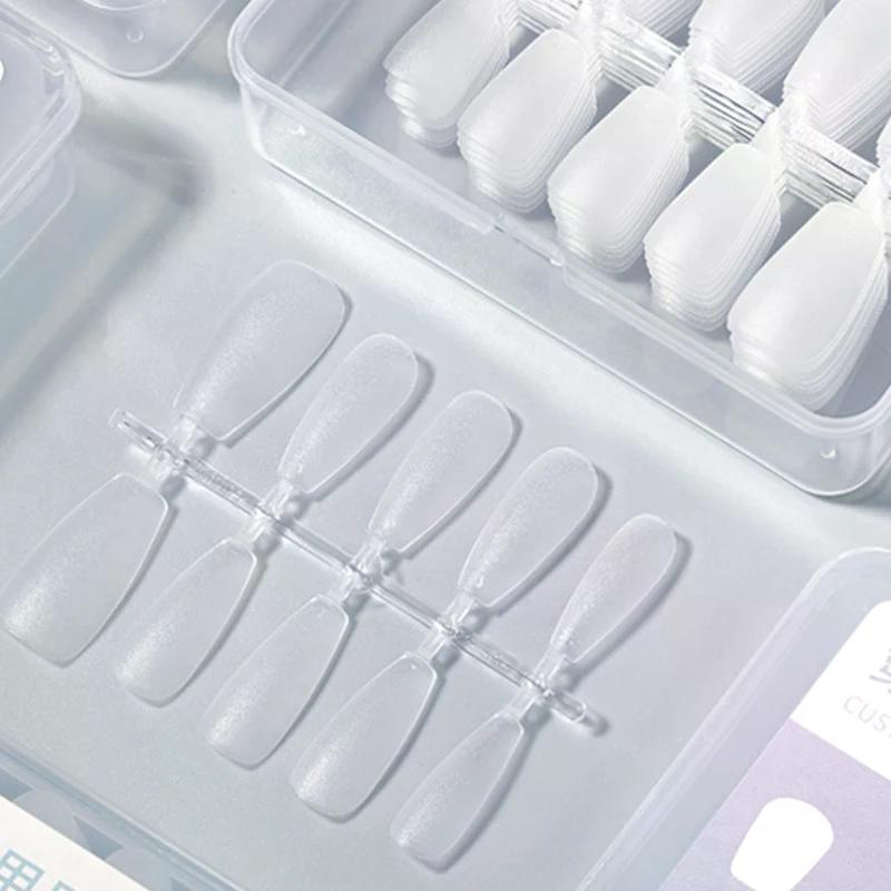 100Pcs/box Single Size Full Cover Nail Tips Clear Press On The Tip Nail Matte False Nail Tips Nail Extension Art Salon