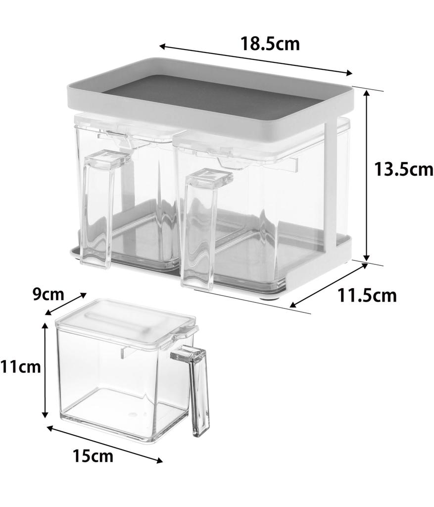 Yamazaki Seasoning Seasoning Storage Set of 3341 Container, & Rack, Tower, 2, White,